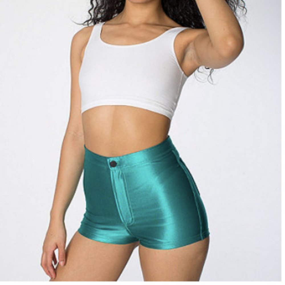 American Apparel - The Disco Short -  Metallic Teal Size Medium